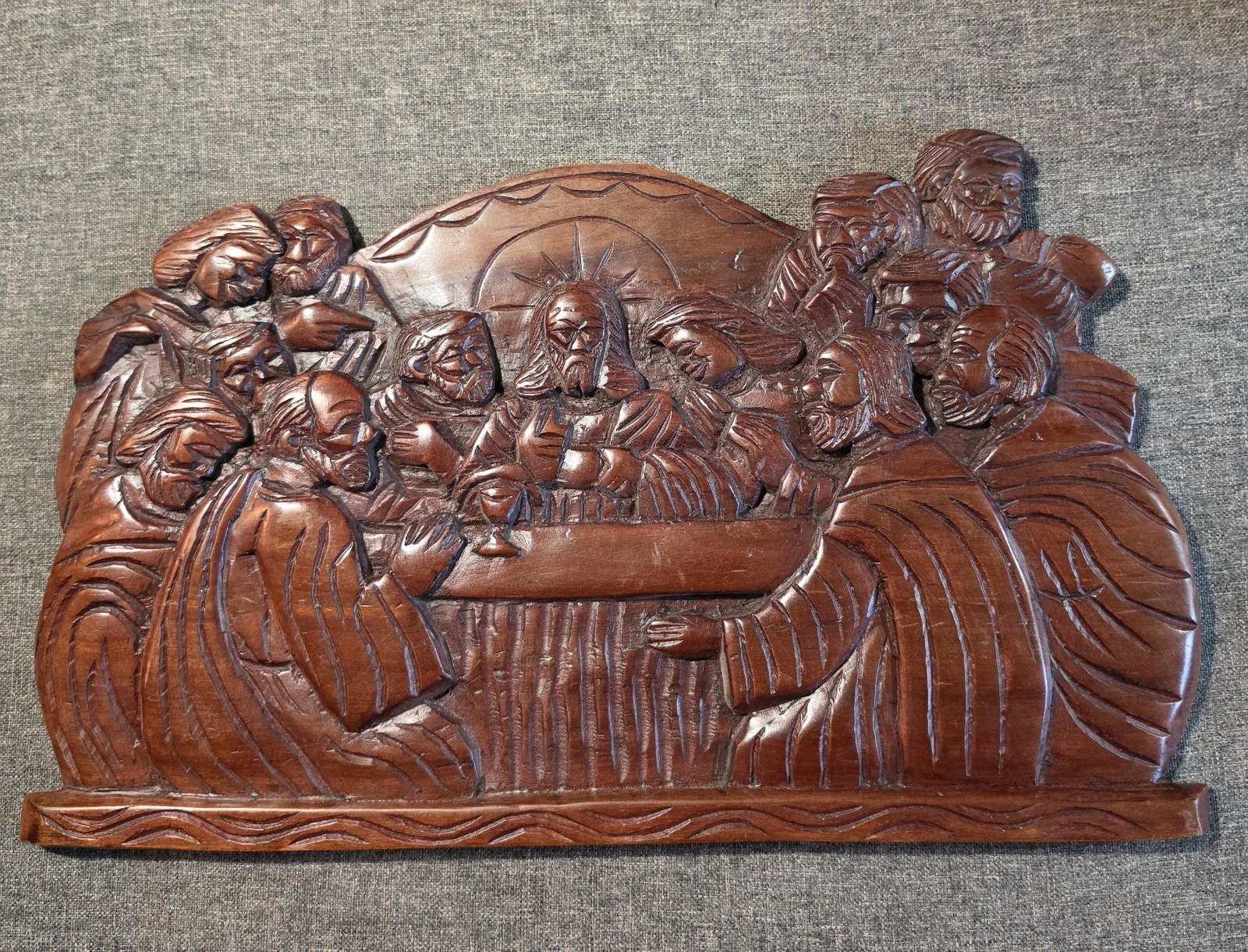 Hand Crafted Wood Scene of The Last Supper