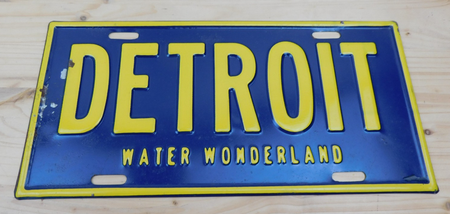 Vintage 1950's Detroit Water Wonderland Booster License Plate Vintage 1950's Detroit Water Wonderland Booster License Plate