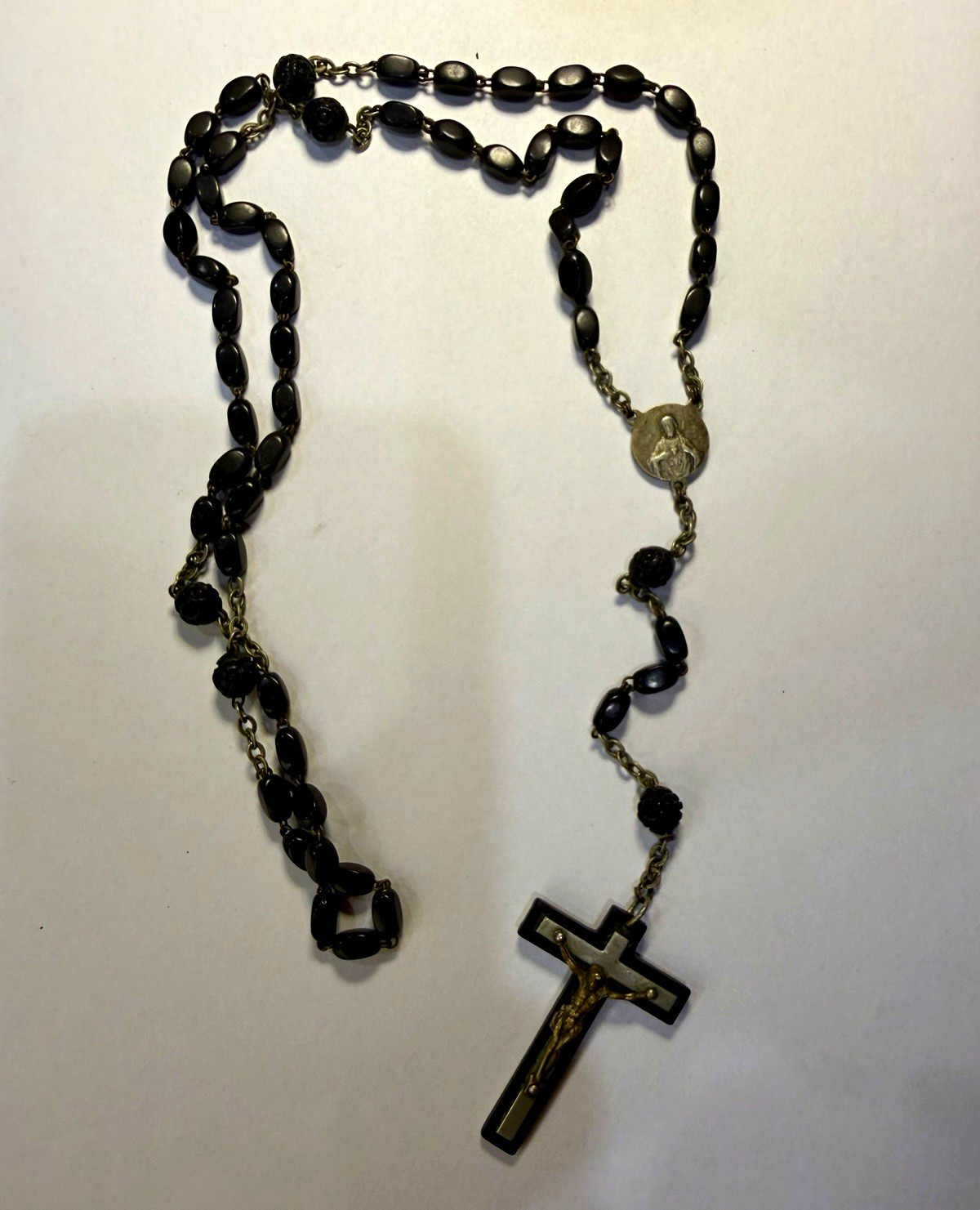 Vintage French Ebony Wood Catholic Rosary – France Ebony