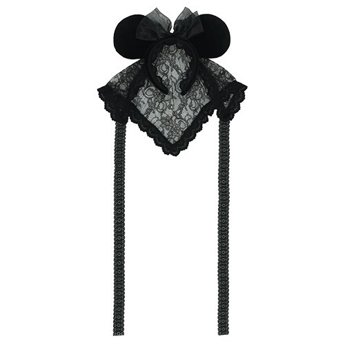 Tokyo Disney Minnie Ears Headband Black Lace Veil Haunted Mansion Look Halloween