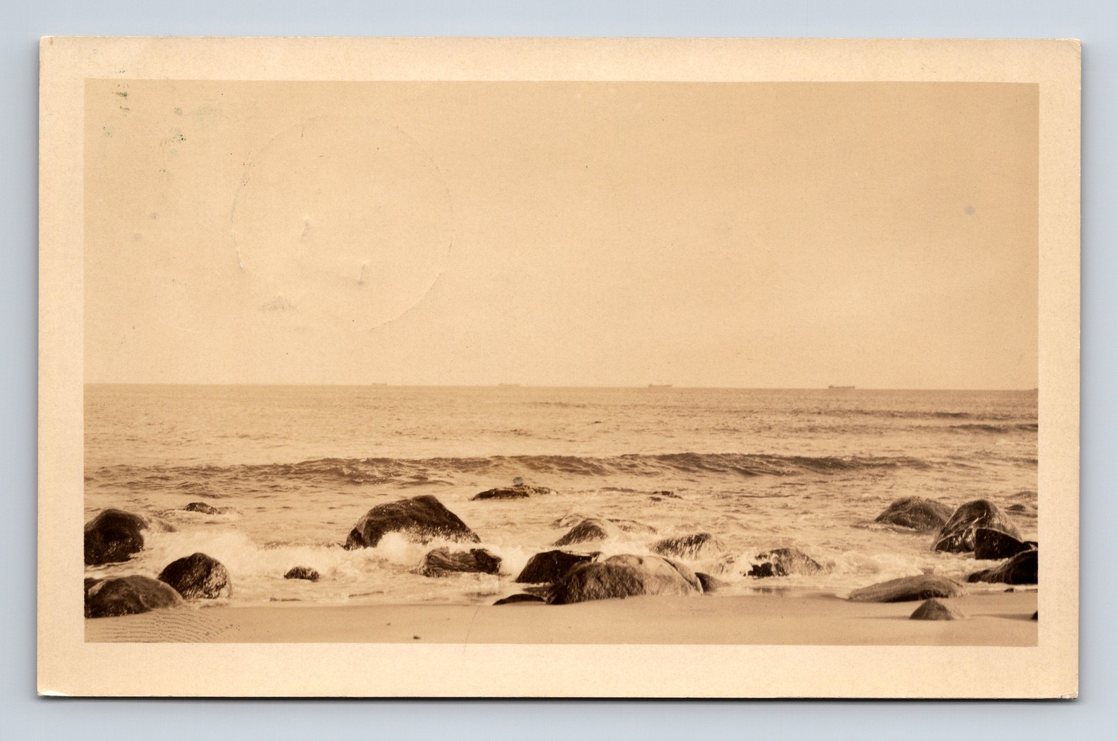 c1929 RPPC Beach Rocks Surf at Quonochontaug Rhode Island RI Real Photo Postcard c1929 RPPC Beach Rocks Surf at Quonochontaug Rhode Island RI Real Photo Postcard