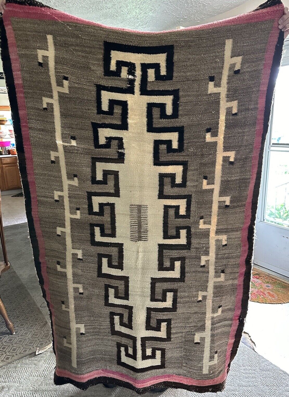 Antique 1930’s Native American Indian Navajo Ganado Klagetoh Weaving Rug 67”x41”
