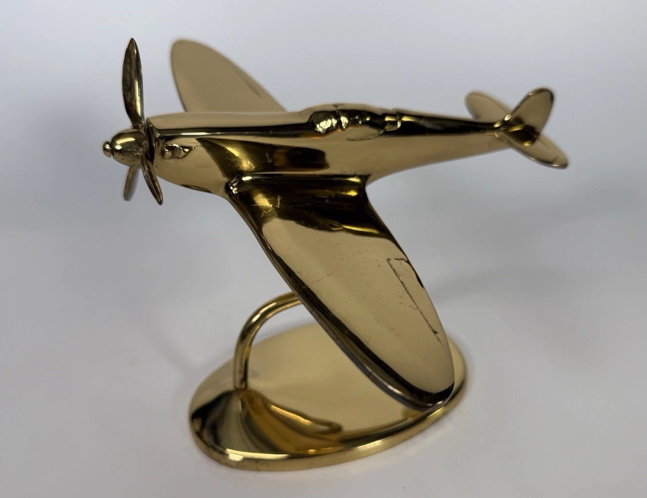 Vintage Bates Brass of Birmingham Spitfire Airplane Desk Model World War II WW2 Vintage Bates Brass of Birmingham Spitfire Airplane Desk Model World War II WW2