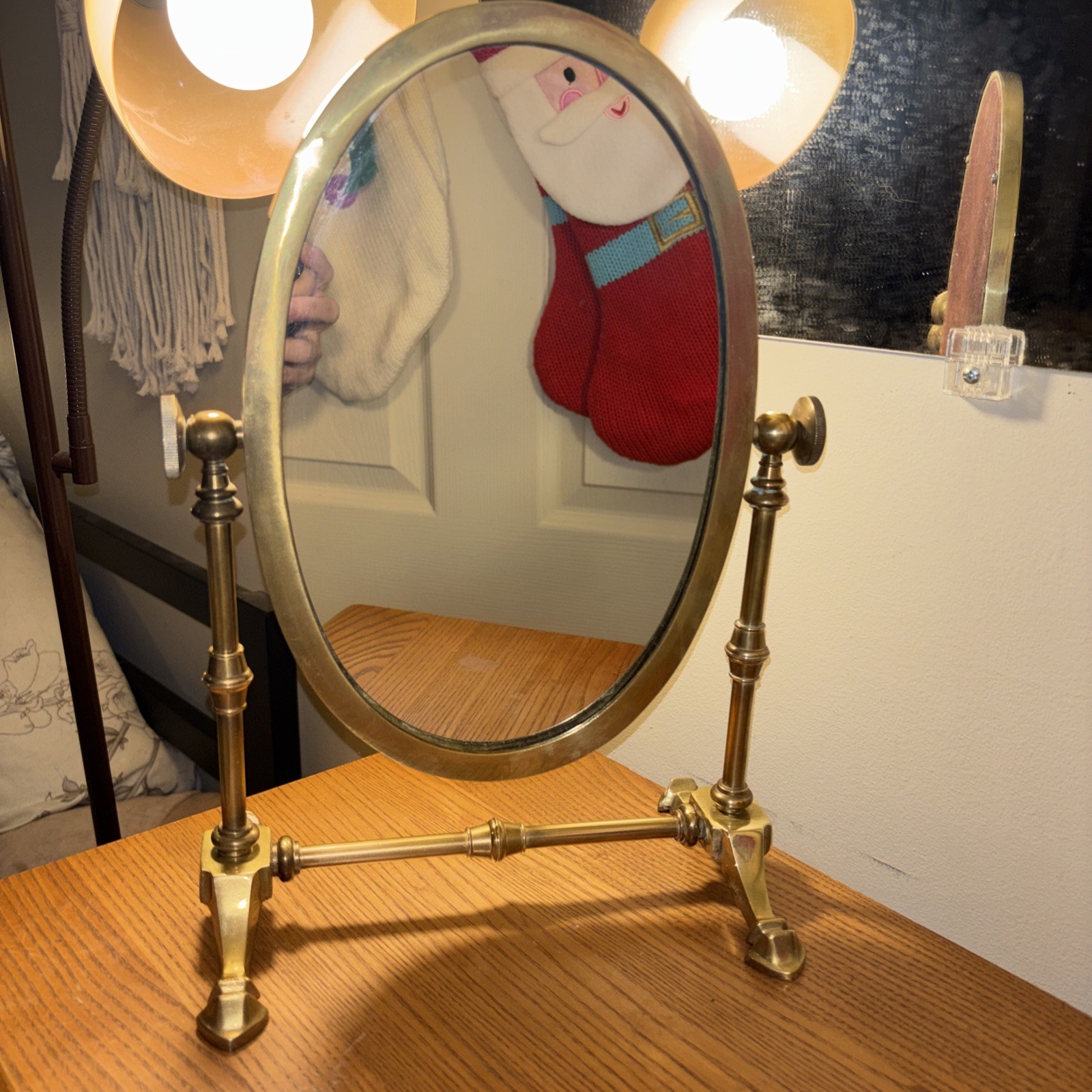 Vintage SOLID BRASS Tabletop Vanity Mirror Swivels Tilting Free Standing Heavy Vintage SOLID BRASS Tabletop Vanity Mirror Swivels Tilting Free Standing Heavy