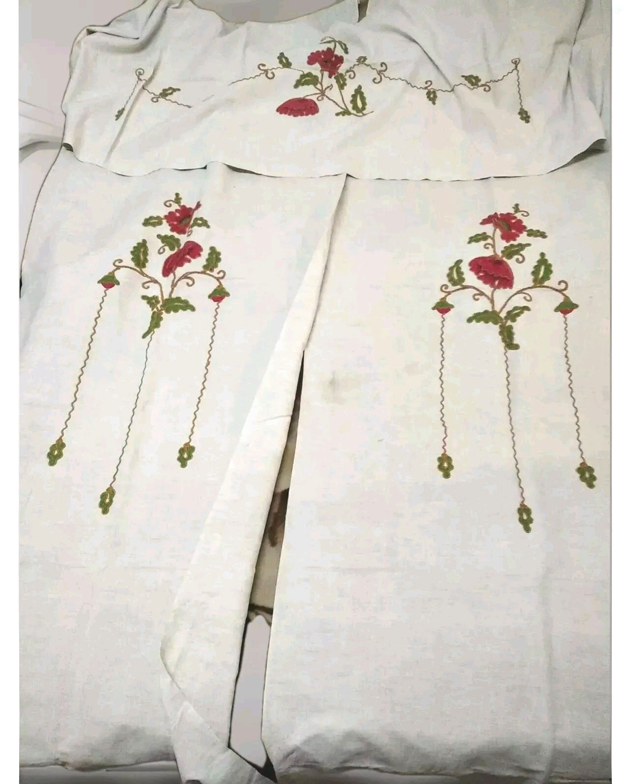 Vintage Soviet Ukrainian embroidery curtains USSR handmade 1970s Ukraine RARE