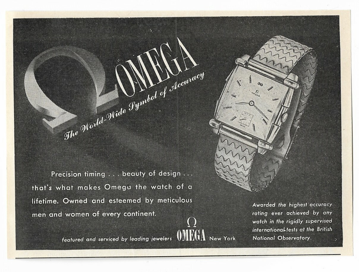 Vintage 1940\'s Men\'s Fashion - OMEGA Sub Dial Watch Wristwatch - 1946 AD 5th Ave