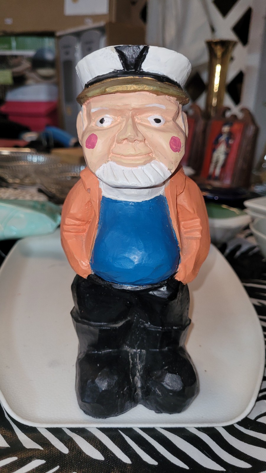 Vintage hand-carved and hand-painted wooden sea captain figurine Vintage hand-carved and hand-painted wooden sea captain figurine