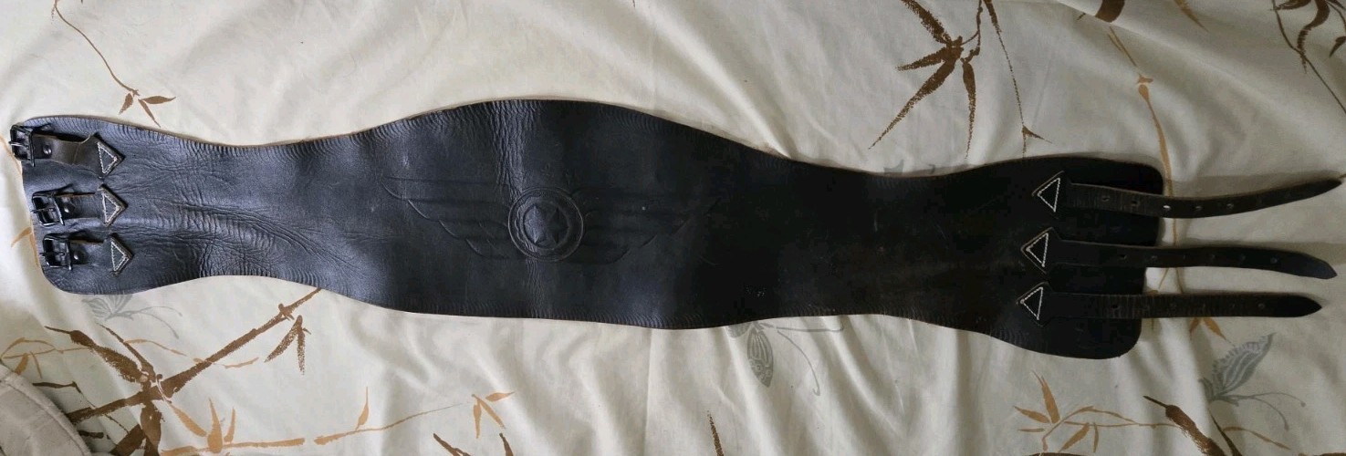 Vtg Buco 3 Strap Black Leather Biker Motorcycle Kidney Belt Sz 34