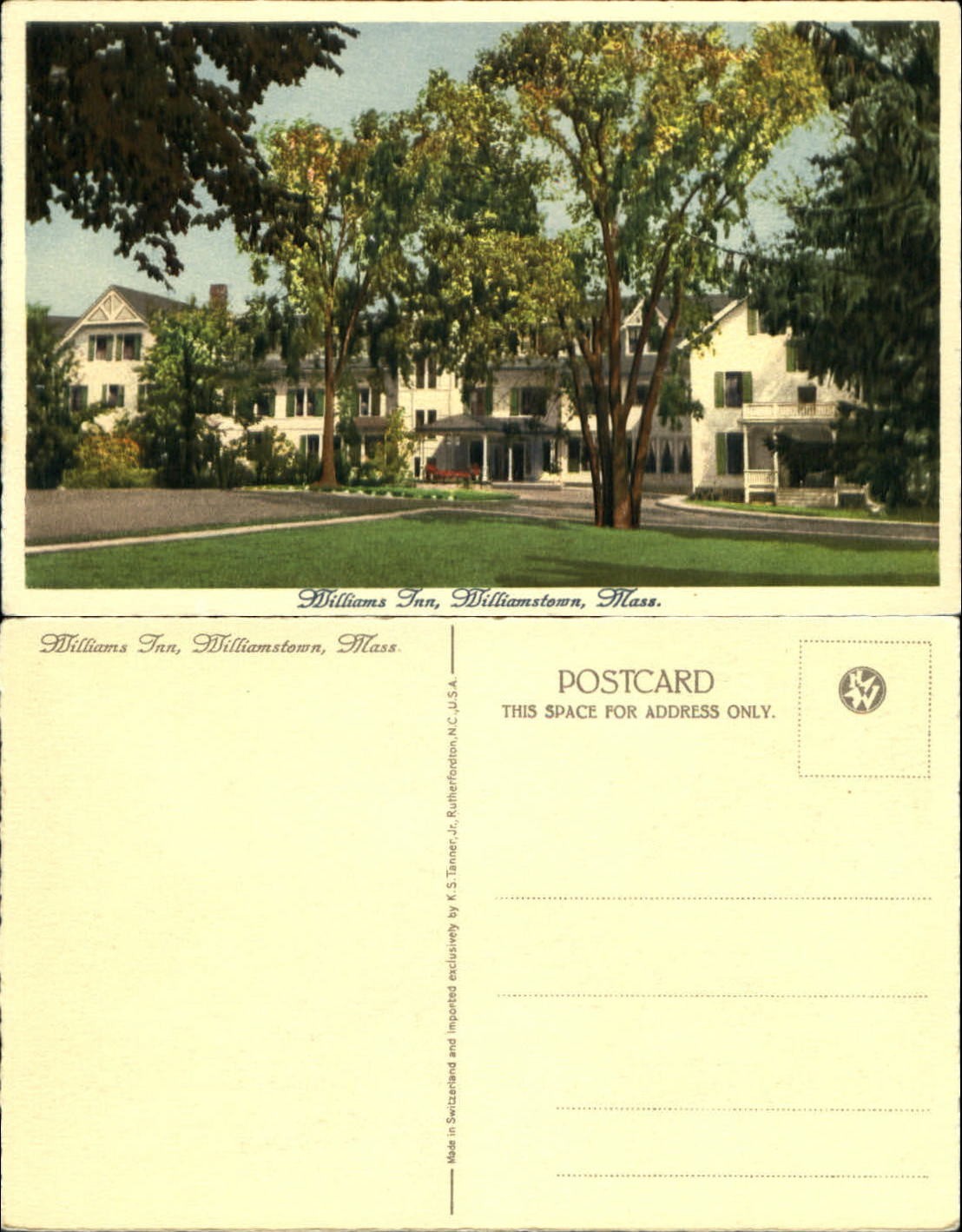 Williams Inn Williamstown Massachusetts MA 1920s vintage postcard sku331 Williams Inn Williamstown Massachusetts MA 1920s vintage postcard sku331