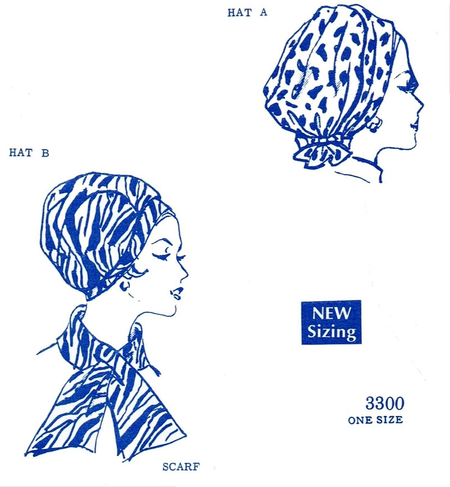 Turban Hat Snood Fabric Sewing Pattern w/Scarf Mail Order # 3300 Chemo Cancer 