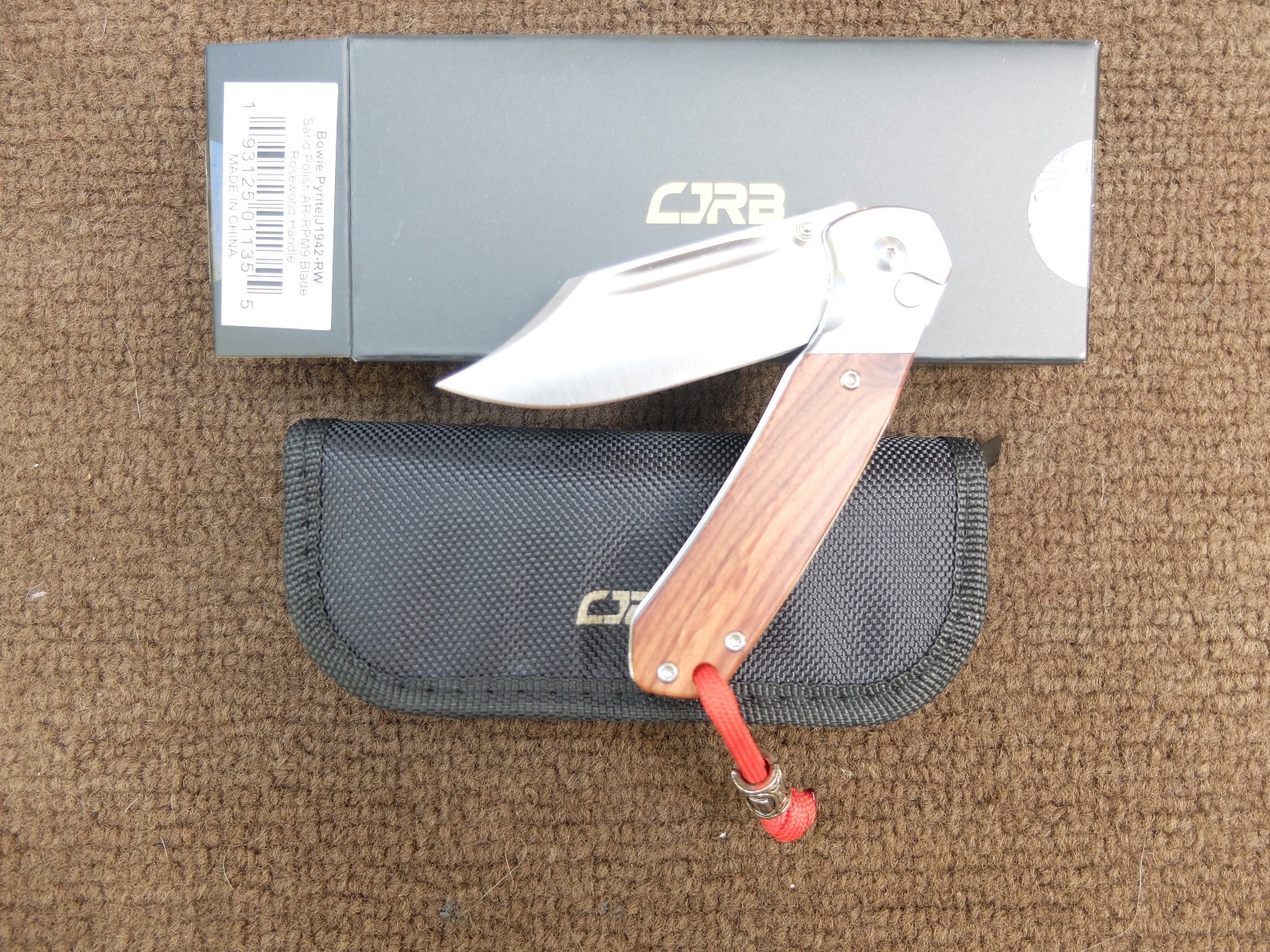 CJRB Pyrite J1942-RW Bowie blade rosewood handle pocket knife with box