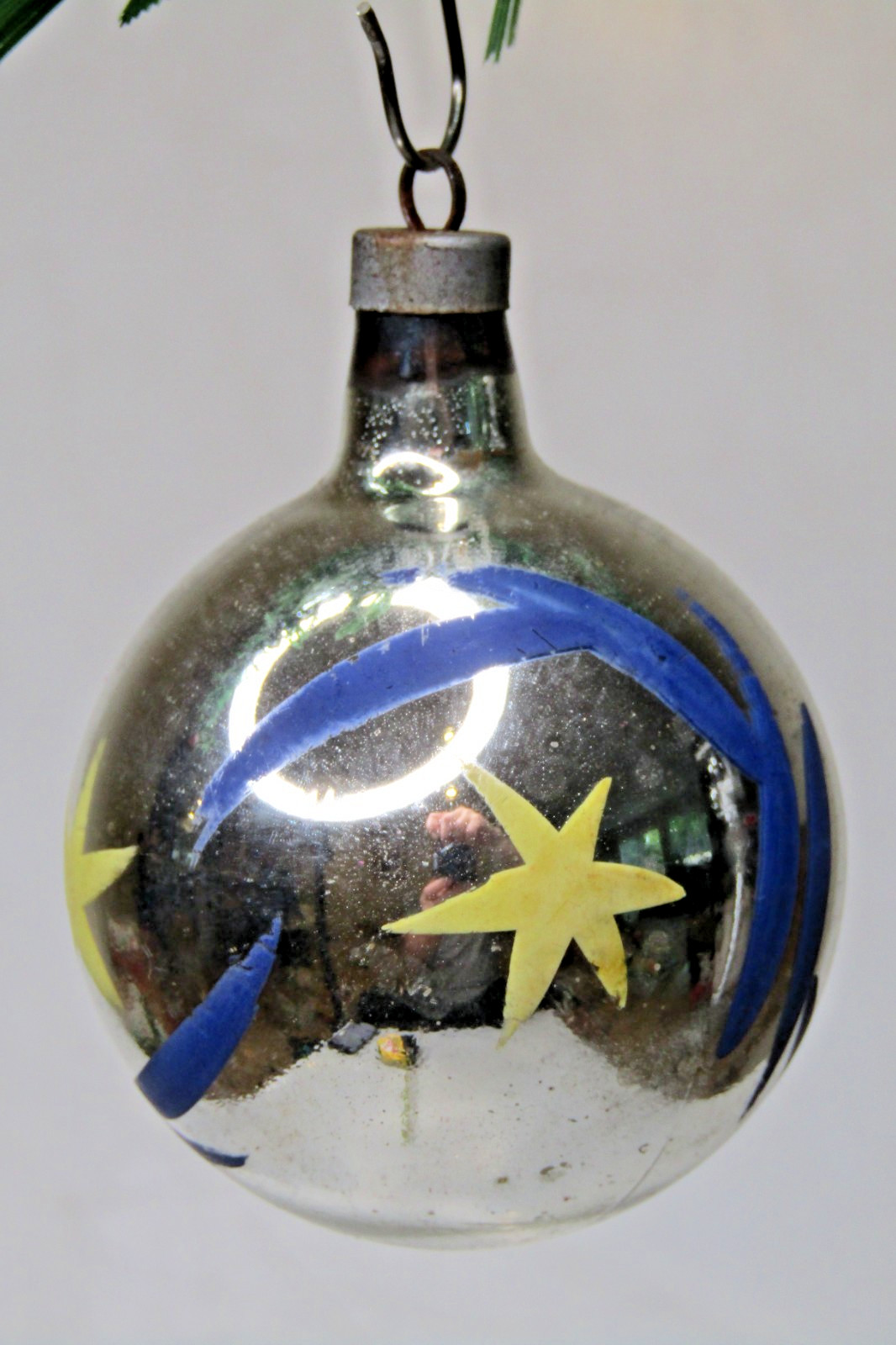 VTG pre WWII Glass STAR Pictured BALL Christmas Ornament HEIM Premier