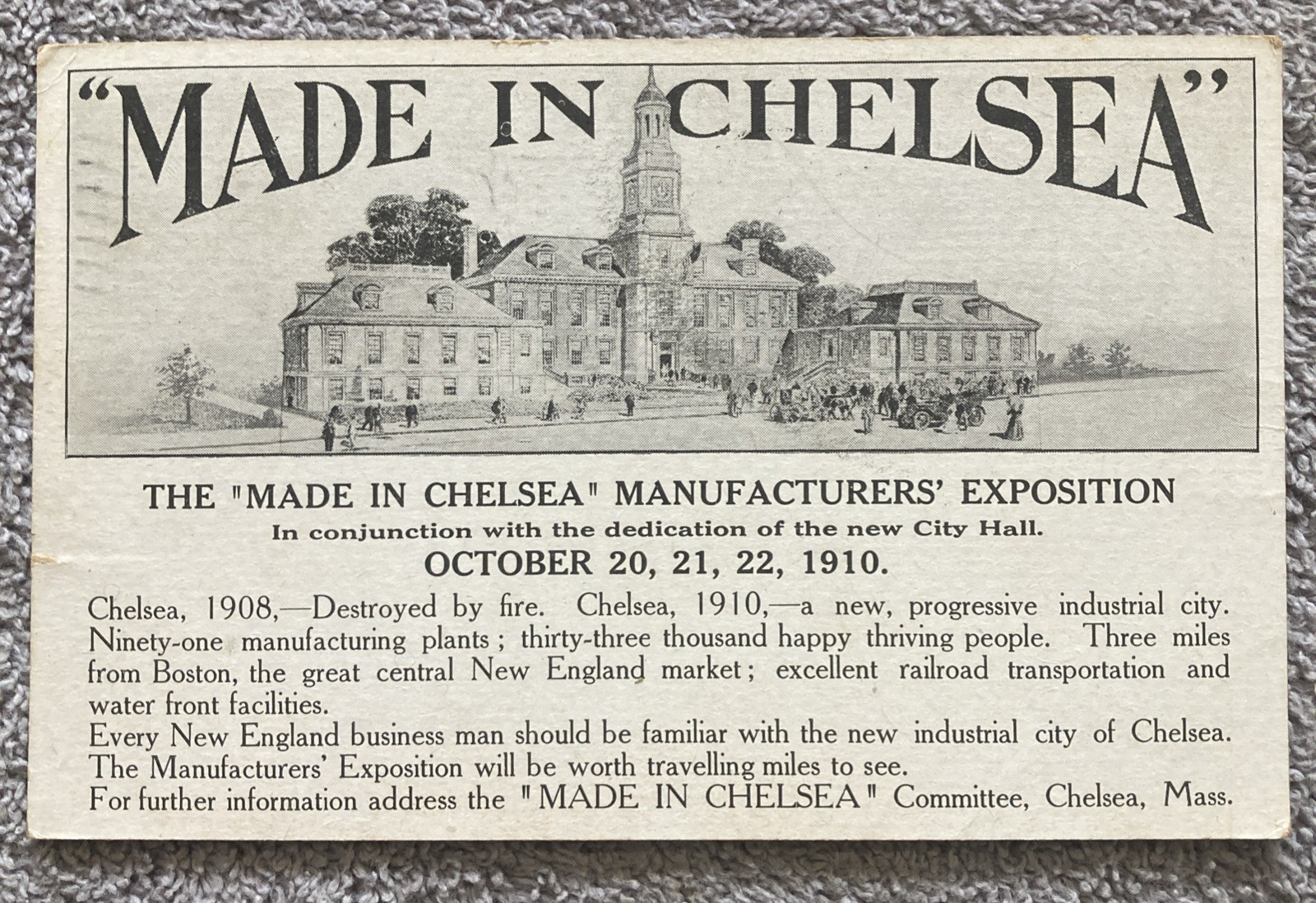 Chelsea Mass Made In Chelsea Manufacturers Exposition & Dedication City Hall Ad