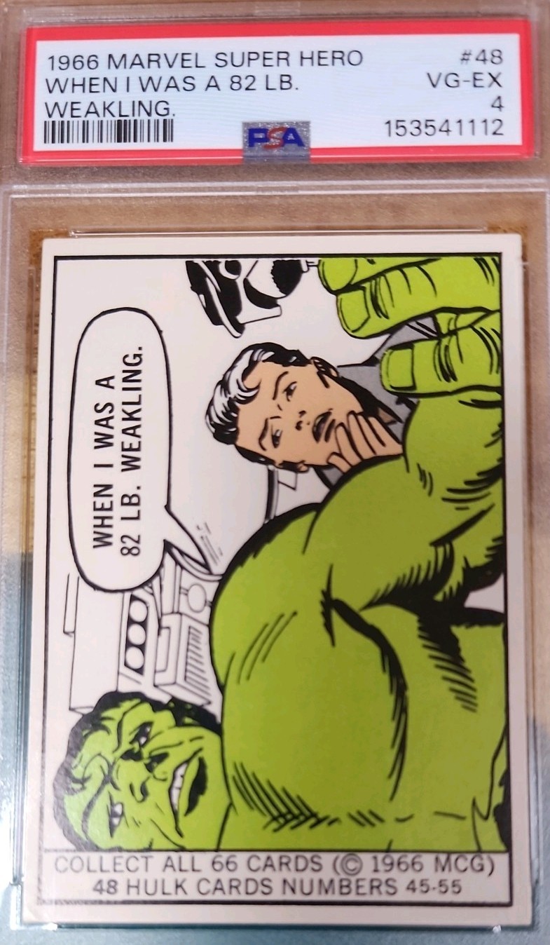 🐲1966 Donruss Marvel Super Heroes #48 HULK☘️ PSA 4 Rookie Year Comic Cards🕷 🐲1966 Donruss Marvel Super Heroes #48 HULK☘️ PSA 4 Rookie Year Comic Cards🕷