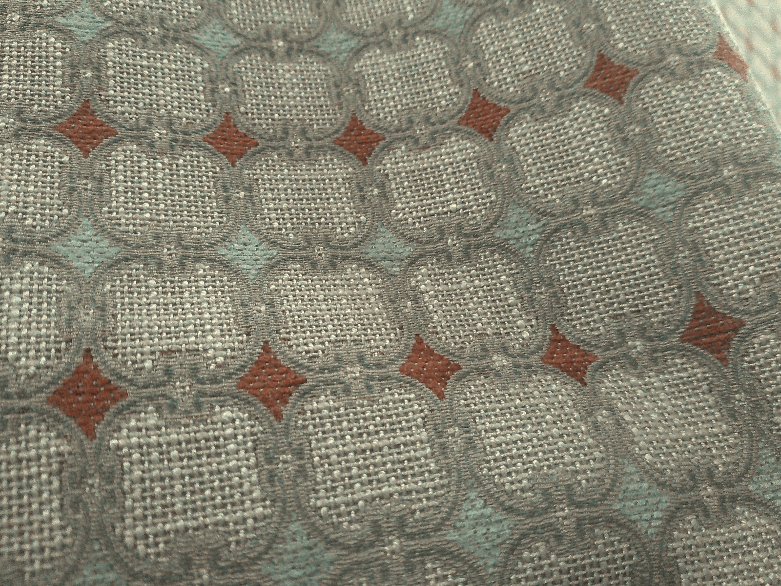 Vintage Woven Jacquard Linen Trellis Tan/Brick/Melon Super High End  42x51+22x40
