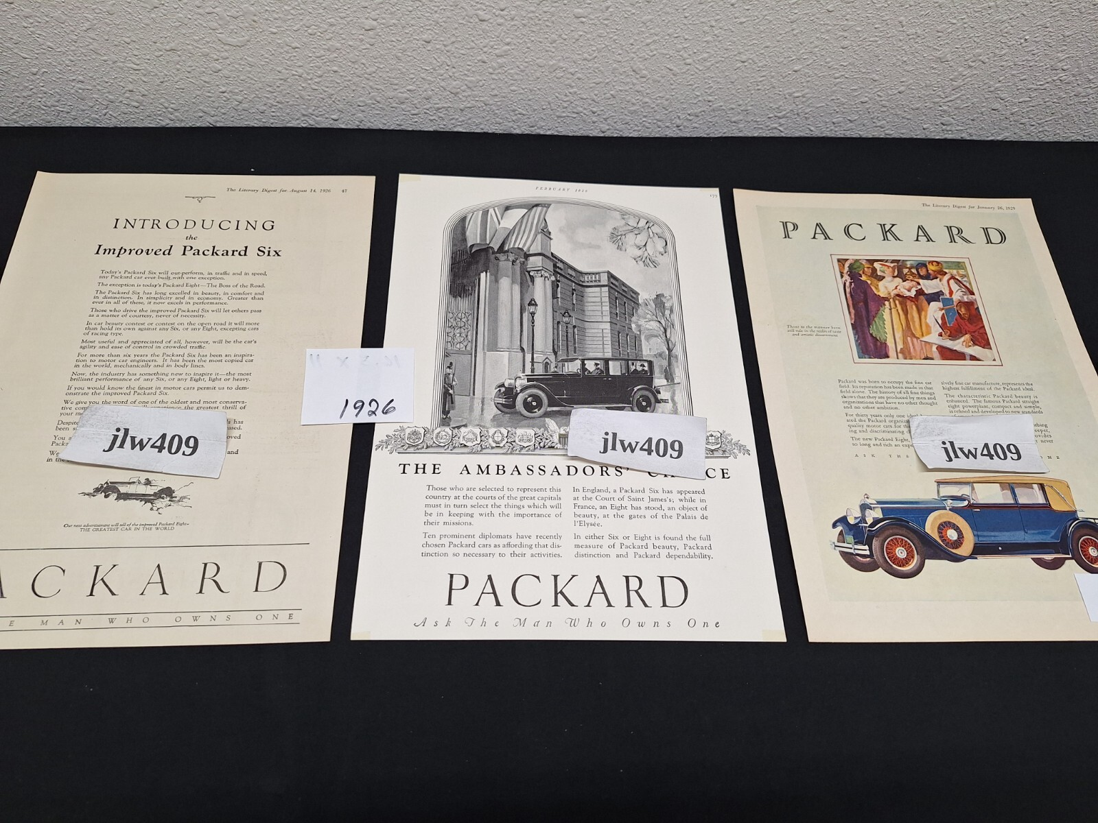 3 Vintage 1926 1929 PACKARD ADS Original Print Ad Car Ads