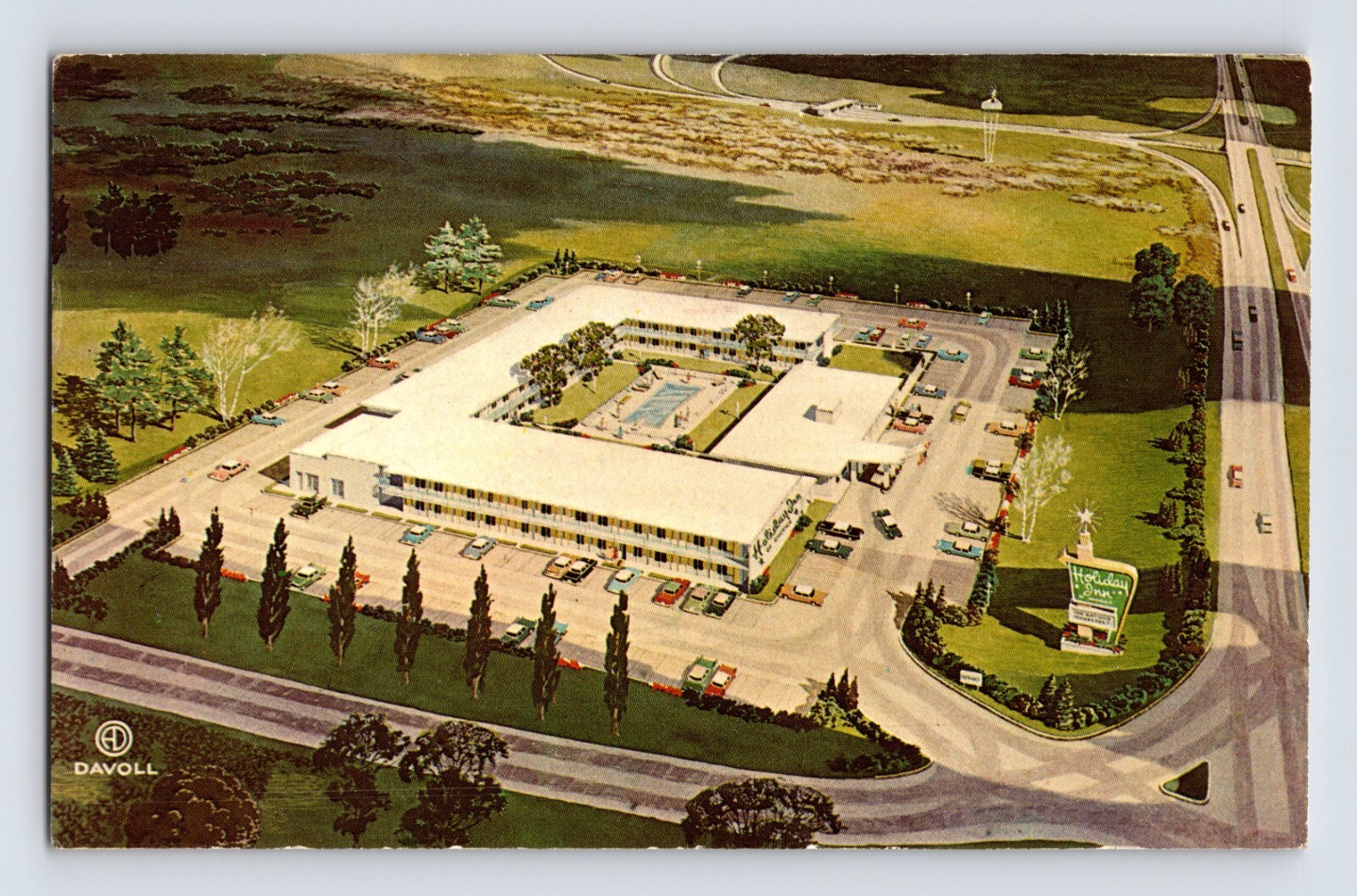 Postcard New Jersey Moorestown NJ Holiday Inn Aerial 1964 Posted Chrome