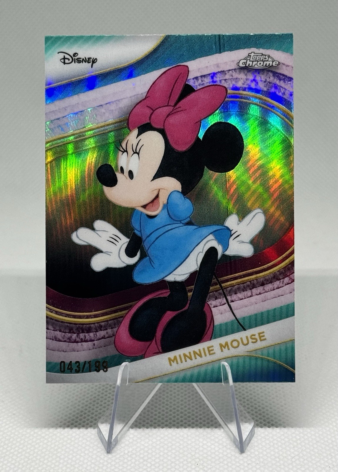 2025 Topps Chrome Disney AMAZING Minnie Mouse #28 Aqua/Teal Refractor SP /199 🔥
