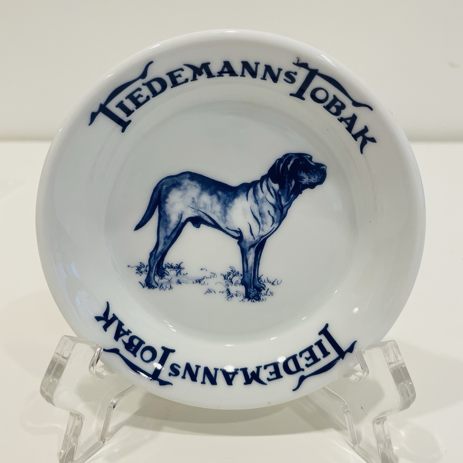 Rare Porsgrund Norway Tiedemanns Tobak Tobacco Dog Ashtray Scandinavian Vintage