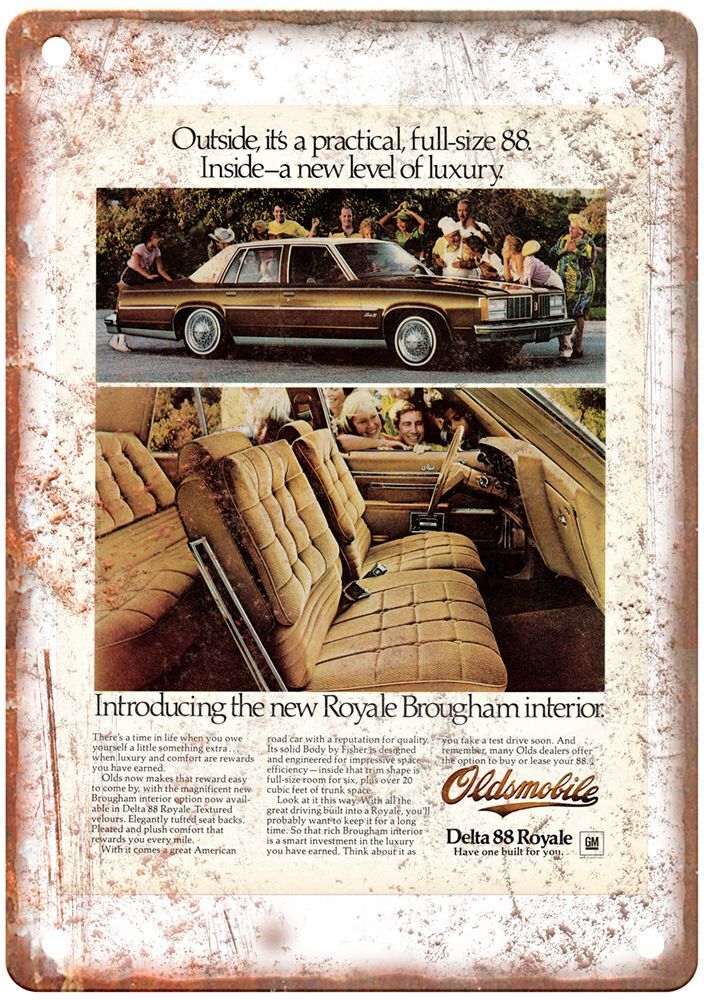 1979 Oldsmobile Delta 88 Royale Brougham Vintage Ad Retro Look Metal Sign A5254 1979 Oldsmobile Delta 88 Royale Brougham Vintage Ad Retro Look Metal Sign A5254