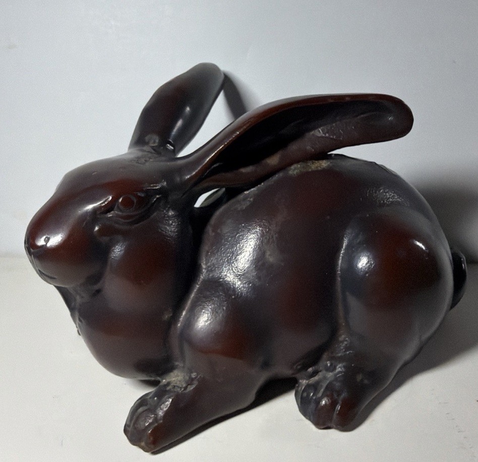 Vintage Bronze Cast Finished Bunny Rabbit Hare Japan Heavy Vintage Bronze Cast Finished Bunny Rabbit Hare Japan Heavy