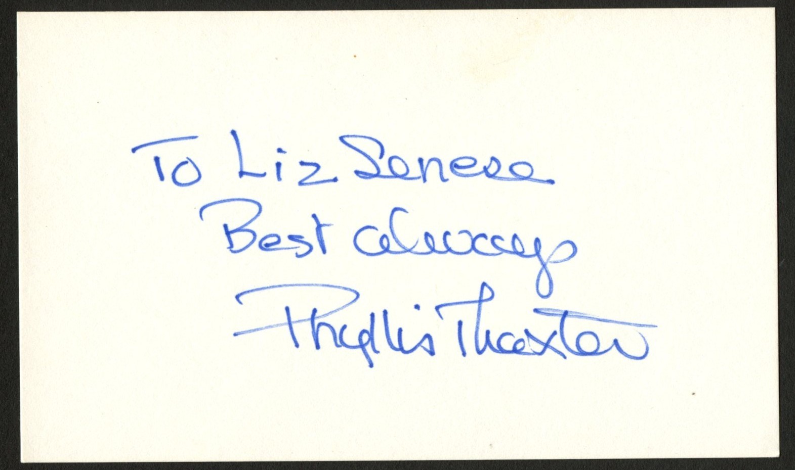 Phyllis Thaxter d2012 signed autograph 3x5 card Actress MaKent in Superman R475 Phyllis Thaxter d2012 signed autograph 3x5 card Actress MaKent in Superman R475