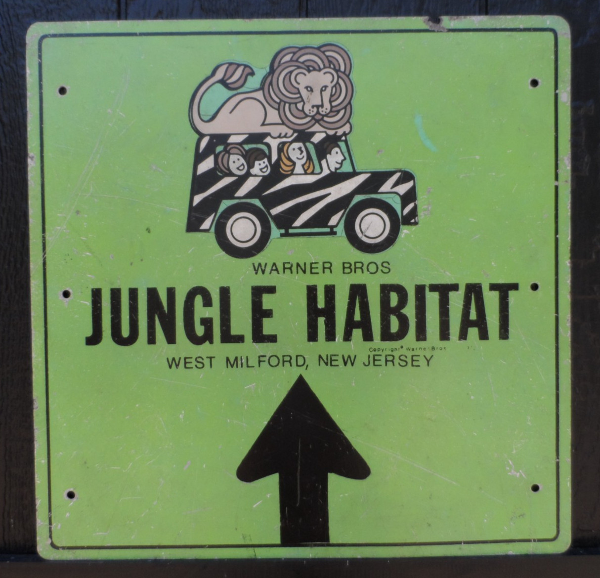 WARNER BOS JUNGLE HABITAT West Milford NJ Original Old 1970s Amusement Park Sign WARNER BOS JUNGLE HABITAT West Milford NJ Original Old 1970s Amusement Park Sign