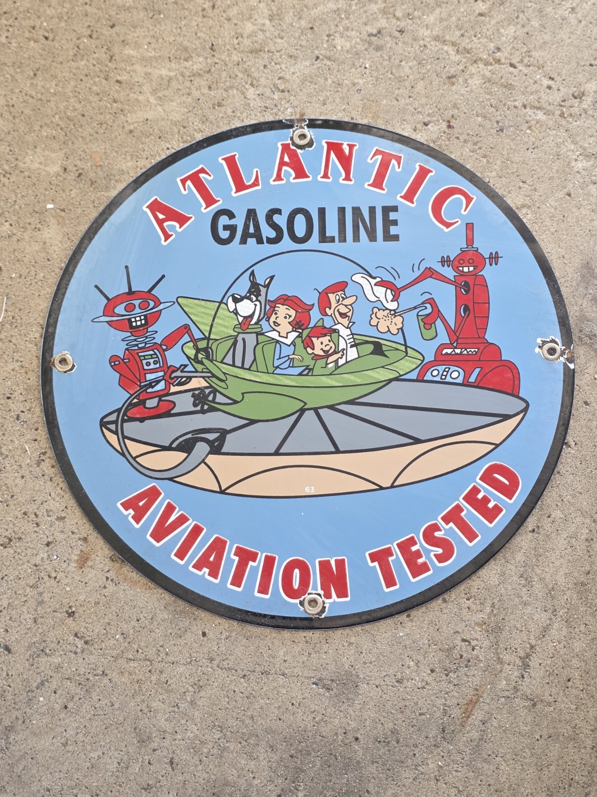 VINTAGE ATLANTIC 1963 GASOLINE AVIATION PORCELAIN SIGN GAS STATION PUMP  12\