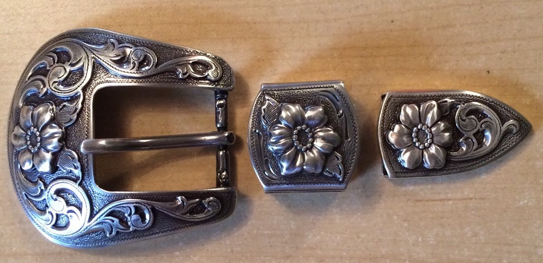 3 Piece Western Silver Tone Ranger Belt Buckle Set for 1\