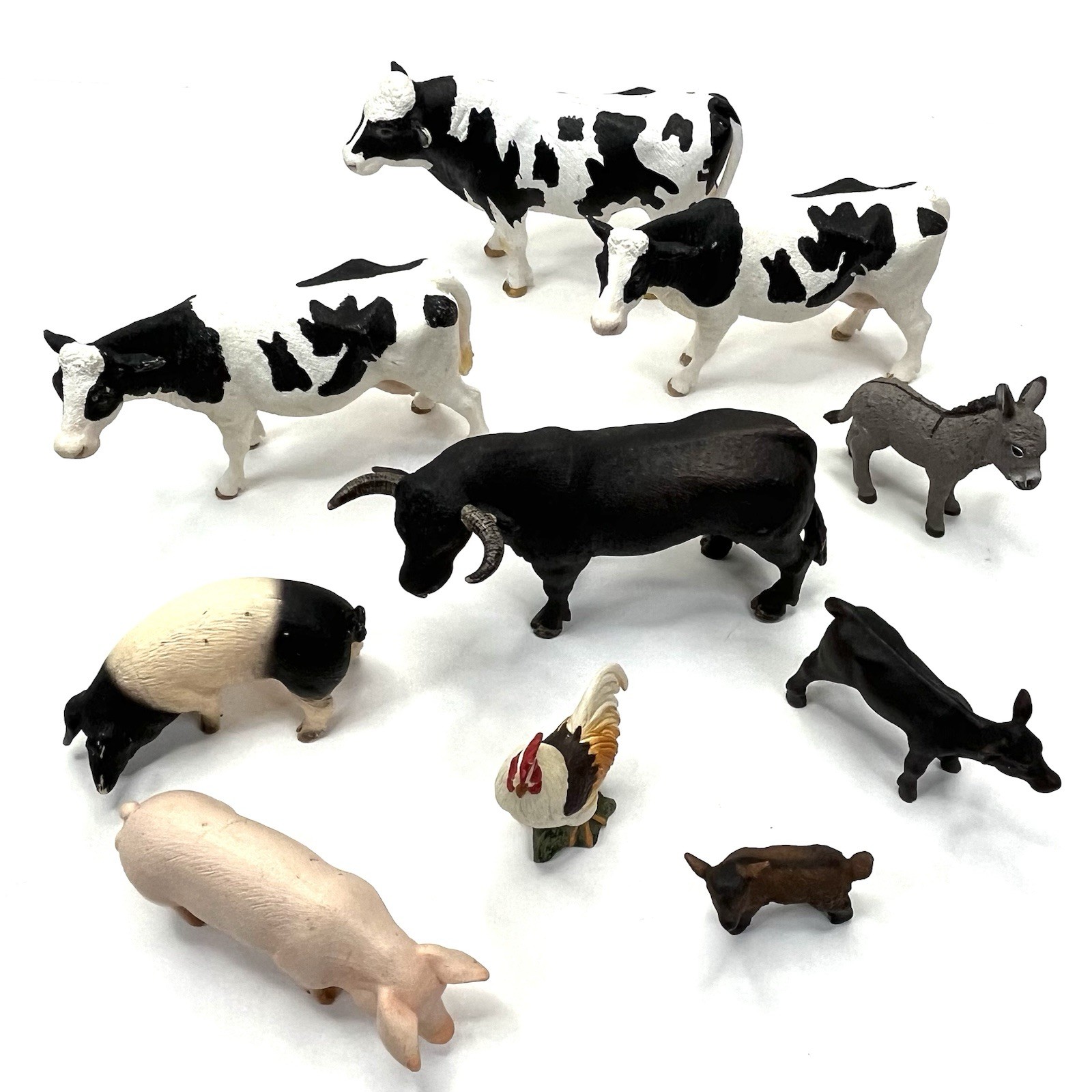 Schleich Cows Bull Pig Goat Donkey Chicken Farm Animal Lot 10 Holsteins Cow Schleich Cows Bull Pig Goat Donkey Chicken Farm Animal Lot 10 Holsteins Cow