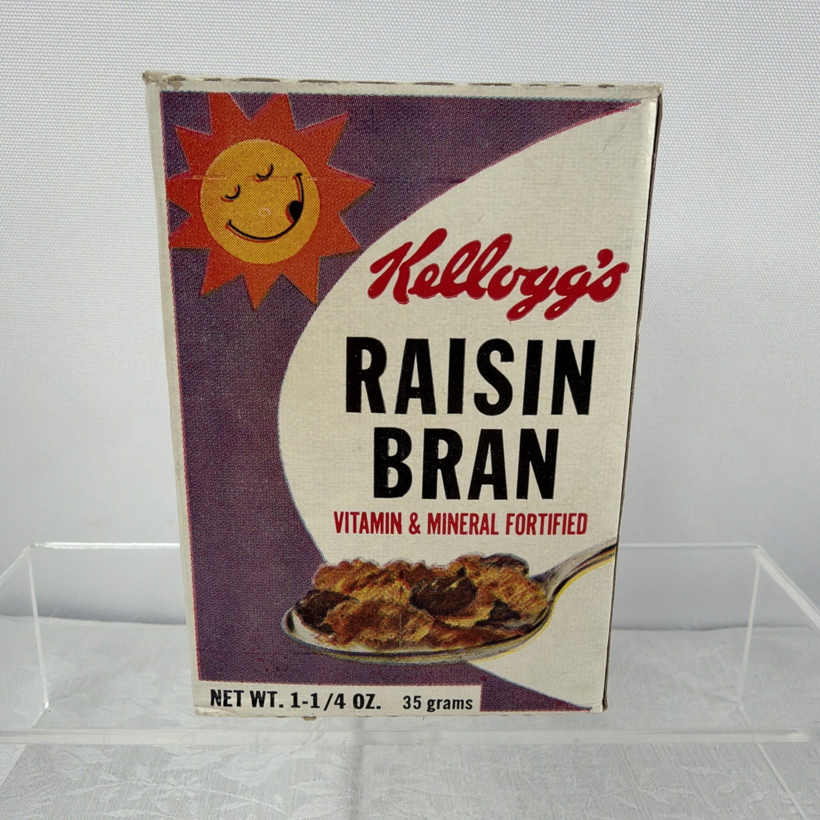 VTG 1960s Sealed Unopened Kellogs Raisin Bran 1-1/4 oz Cereal Package Box