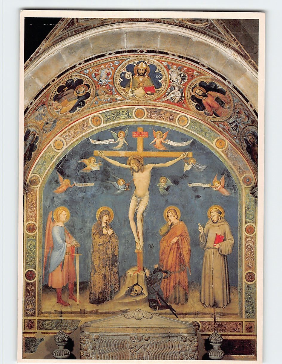 Postcard Crucifixion with Saints Fresco Arezzo Cathedral Italy