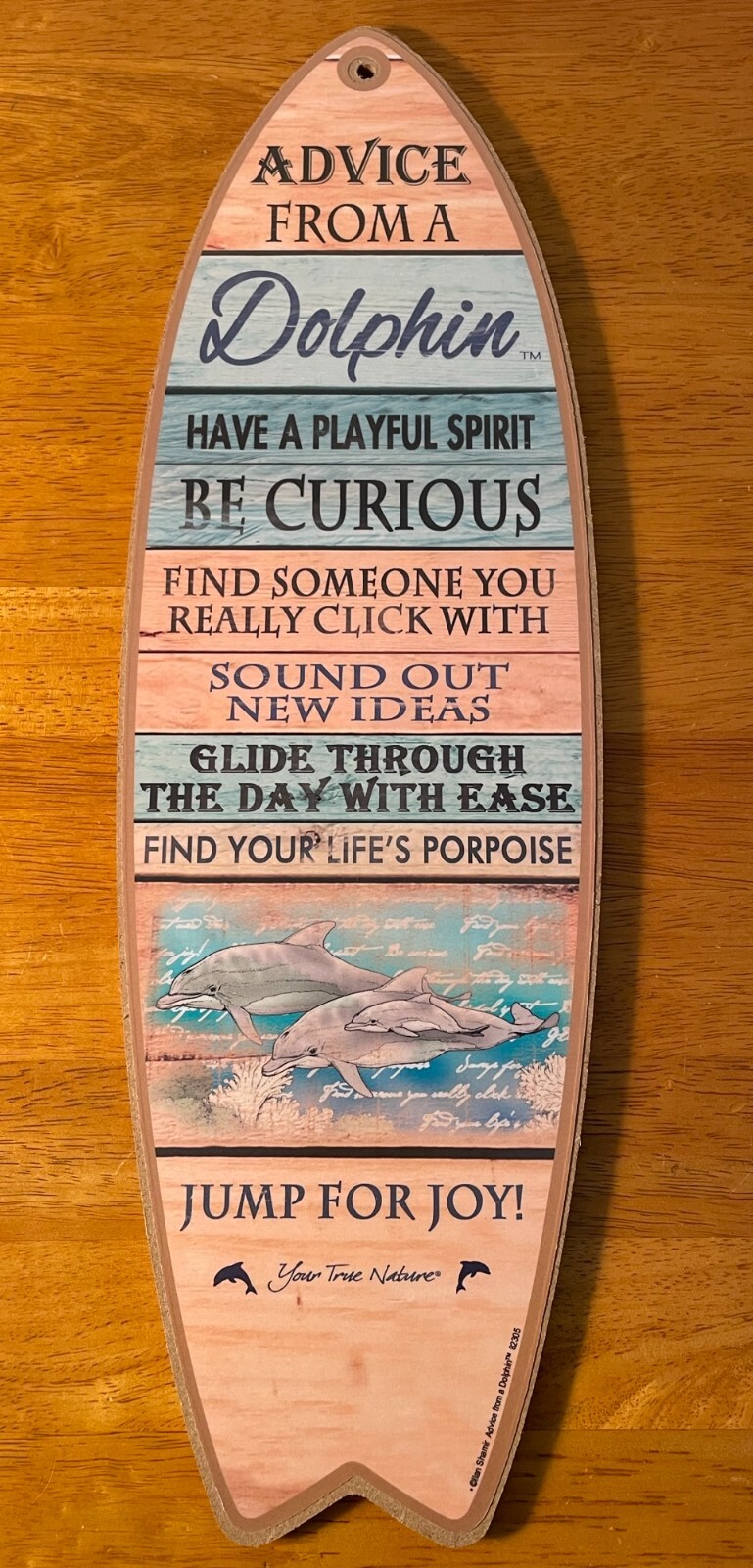Advice From A Dolphin Surfboard Sign Beach Home Decor Tropical Nautical Island