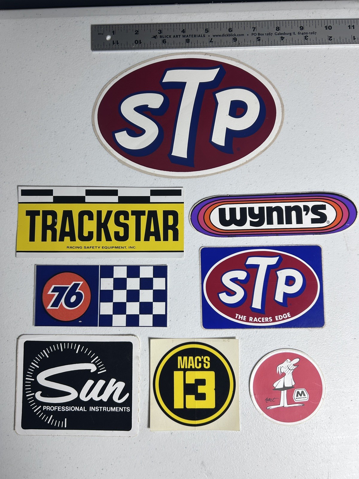 Vintage Racing Decal Lot STP Sun Trackstar 76 Marathon BC Wynn\'s Mac\'s 13, 60-70