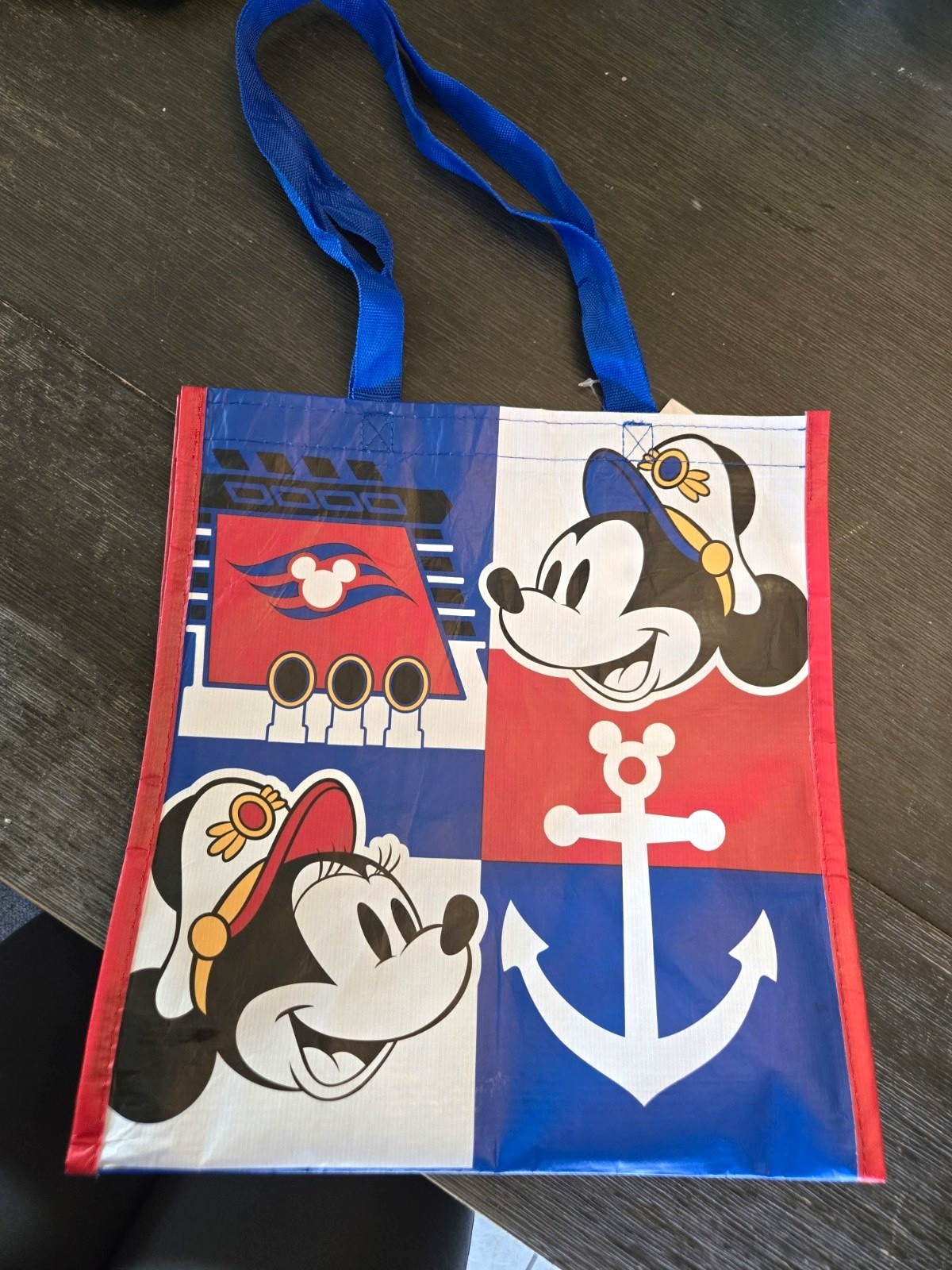 Disney Cruise Line Mickey & Minnie Mouse Medium Reusable Tote Bag Blue Red