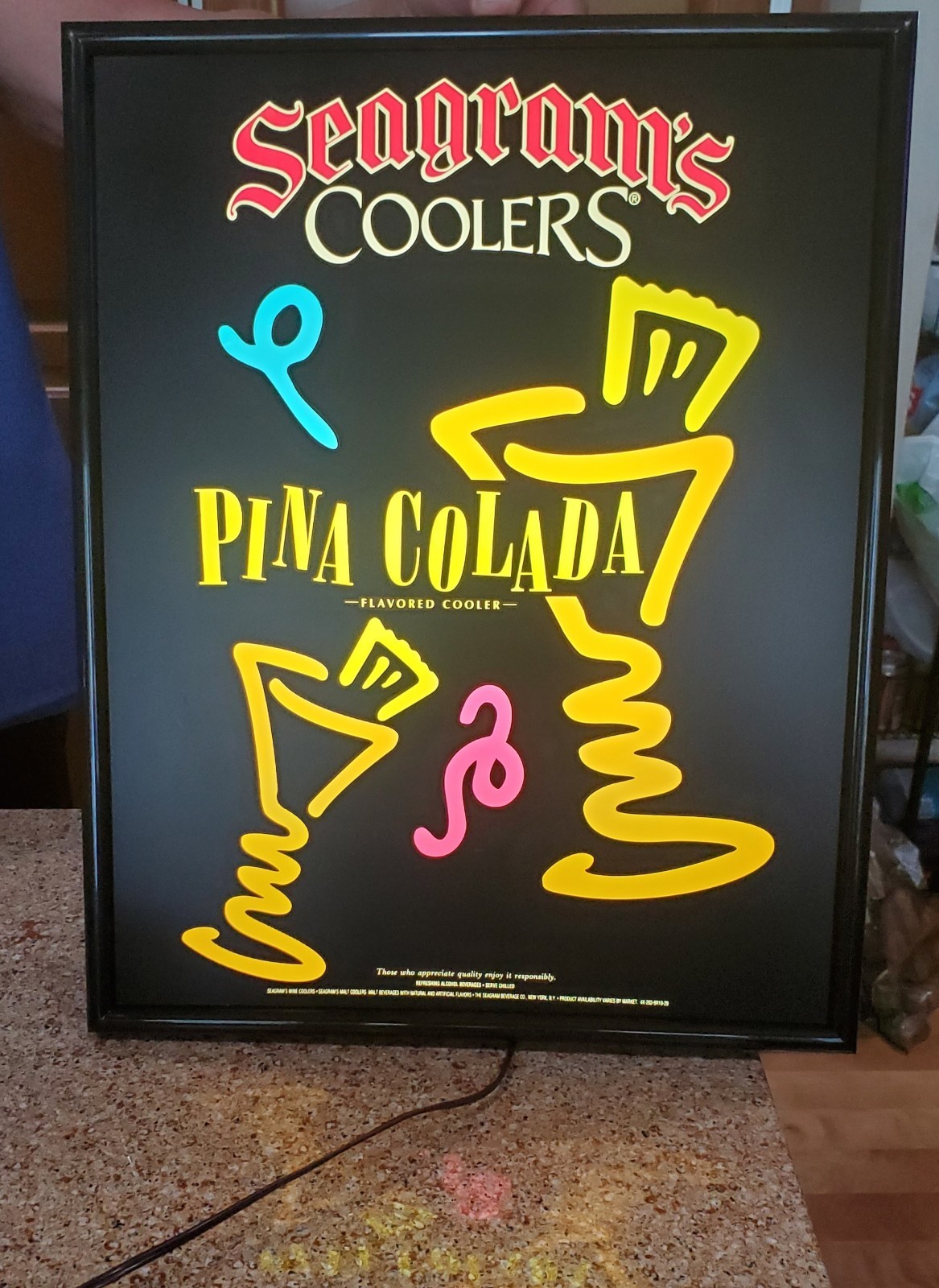 Seagram's Coolers PINA COLADA Lighted Beer Sign.  Works Great Condition 