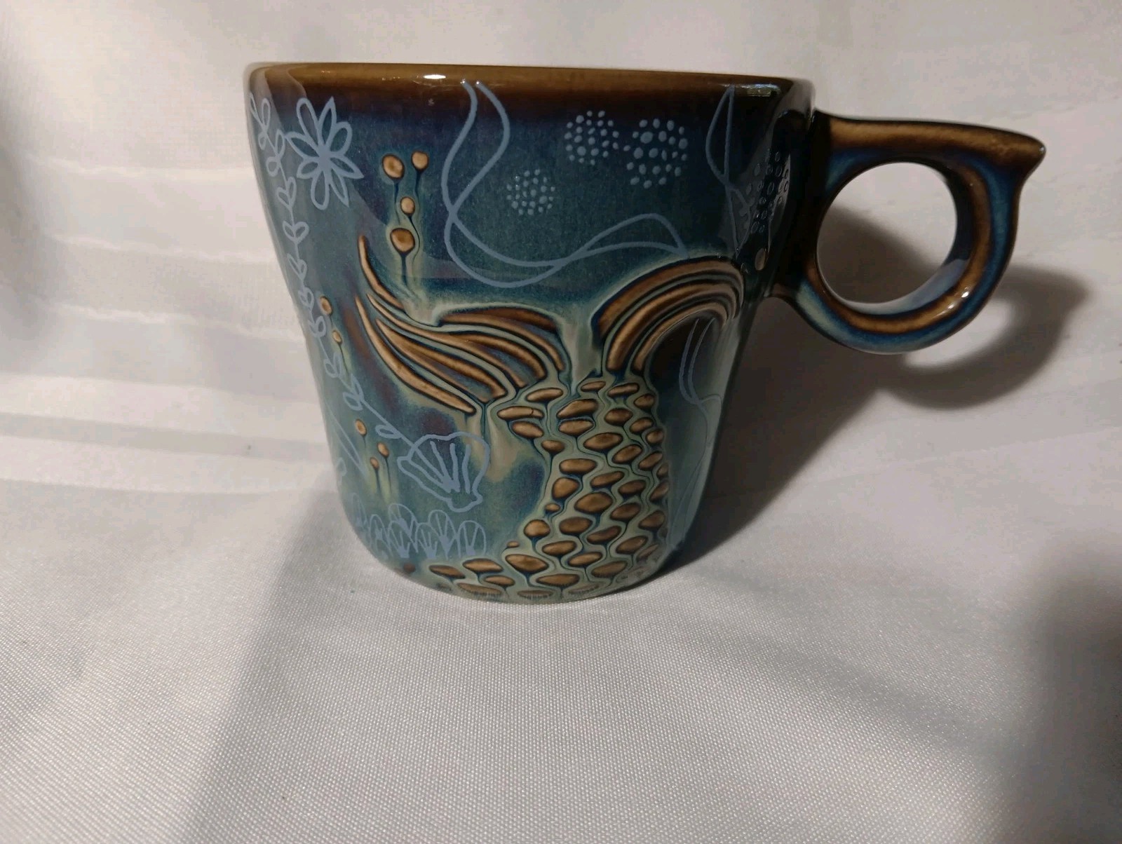 STARBUCKS 2014 Siren MERMAID Tail Blue Ceramic Anniversary Coffee Cup Mug RARE