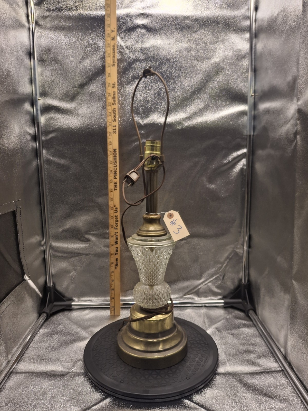 #3 Vintage antique crystal glass table lamp light #3 Vintage antique crystal glass table lamp light