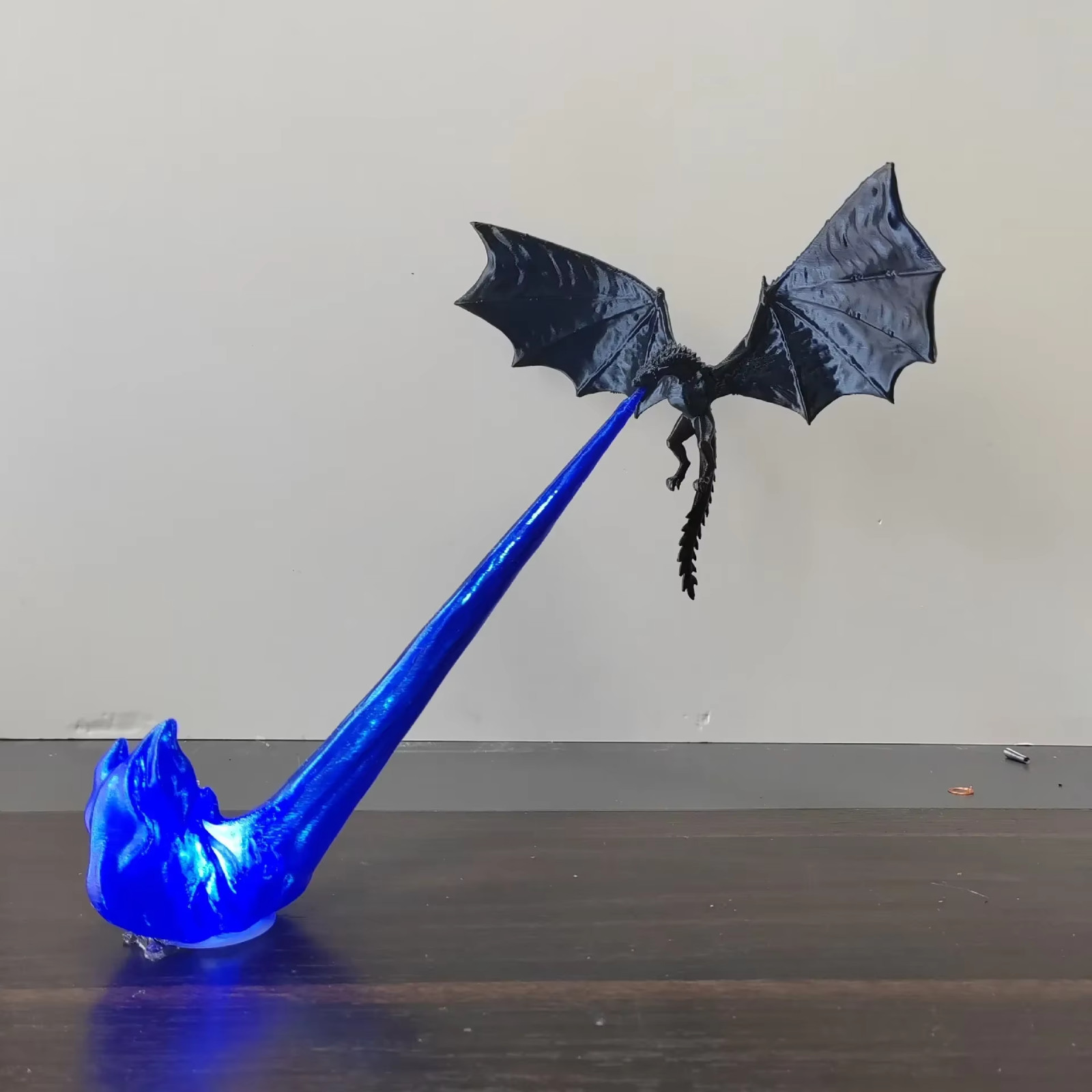 3D Flying Dragon Bookshelf Nook Light, Library Lantern Decor Blue Fire