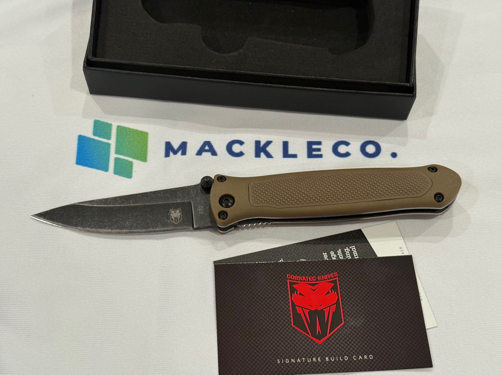 CobraTec Manual Open Pocket Knife Quick Strike G10 Knurled Rubber Brown Cobra