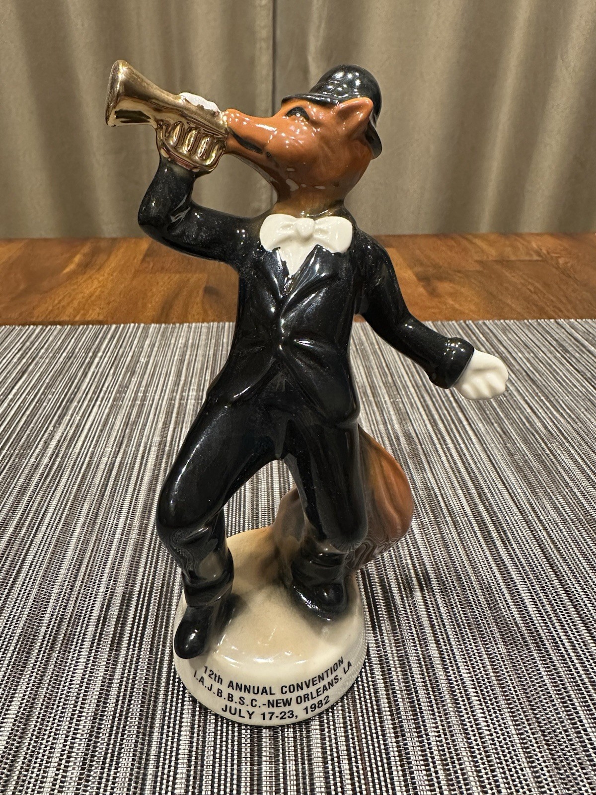 Jim Beam Paperweight New Orleans Jazz Trumpet Fox 12th Convention Figurine 1982