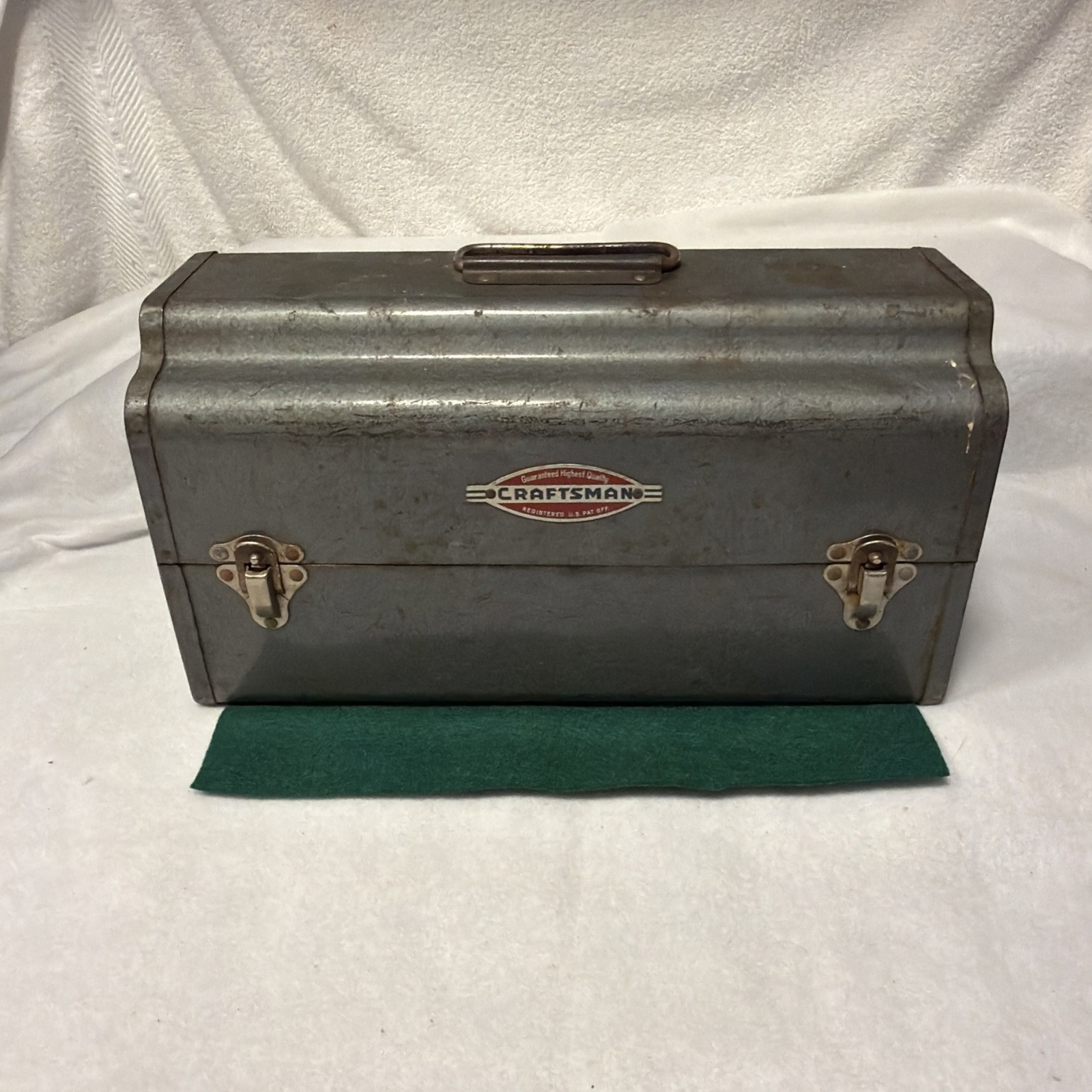 Vintage 1948-1953 Craftsman Sears Metal Toolbox Gray Hammered Steel Tool Box USA