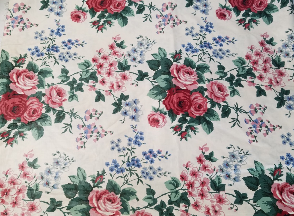 Vintage 1970s Floral Chintz Fabric Waverly First Lady Centennial Collection 5618