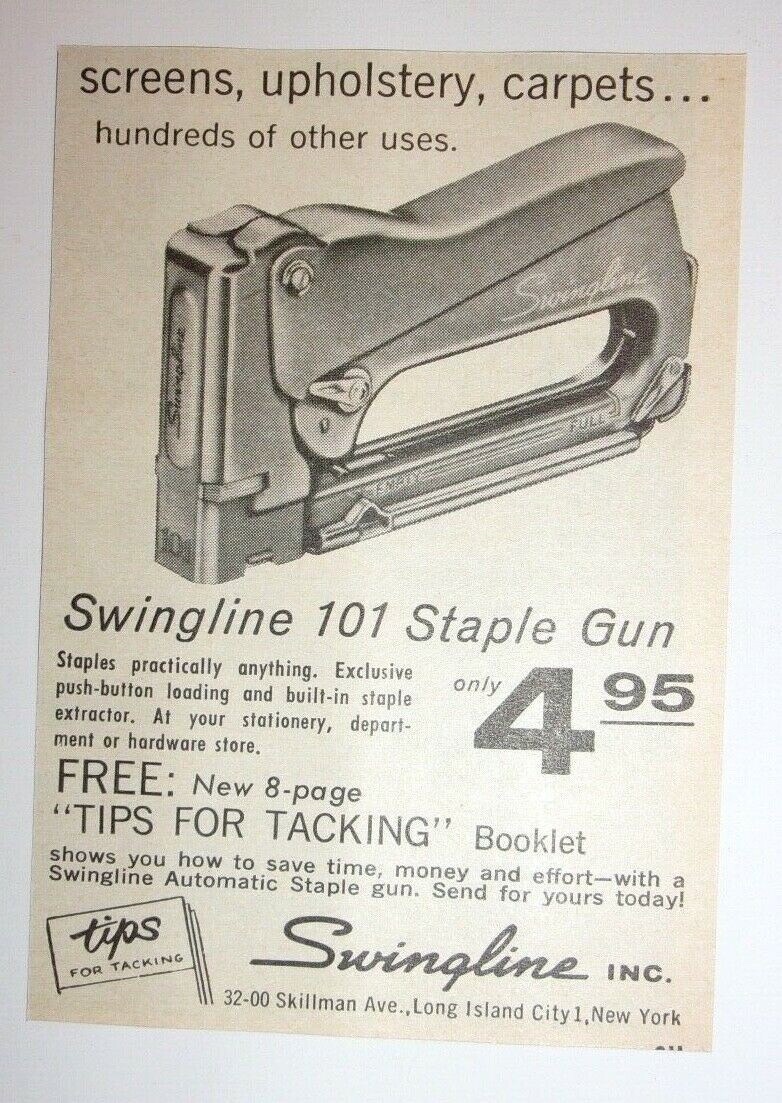 1961 Swingline 101 Staple Gun Advertisement 