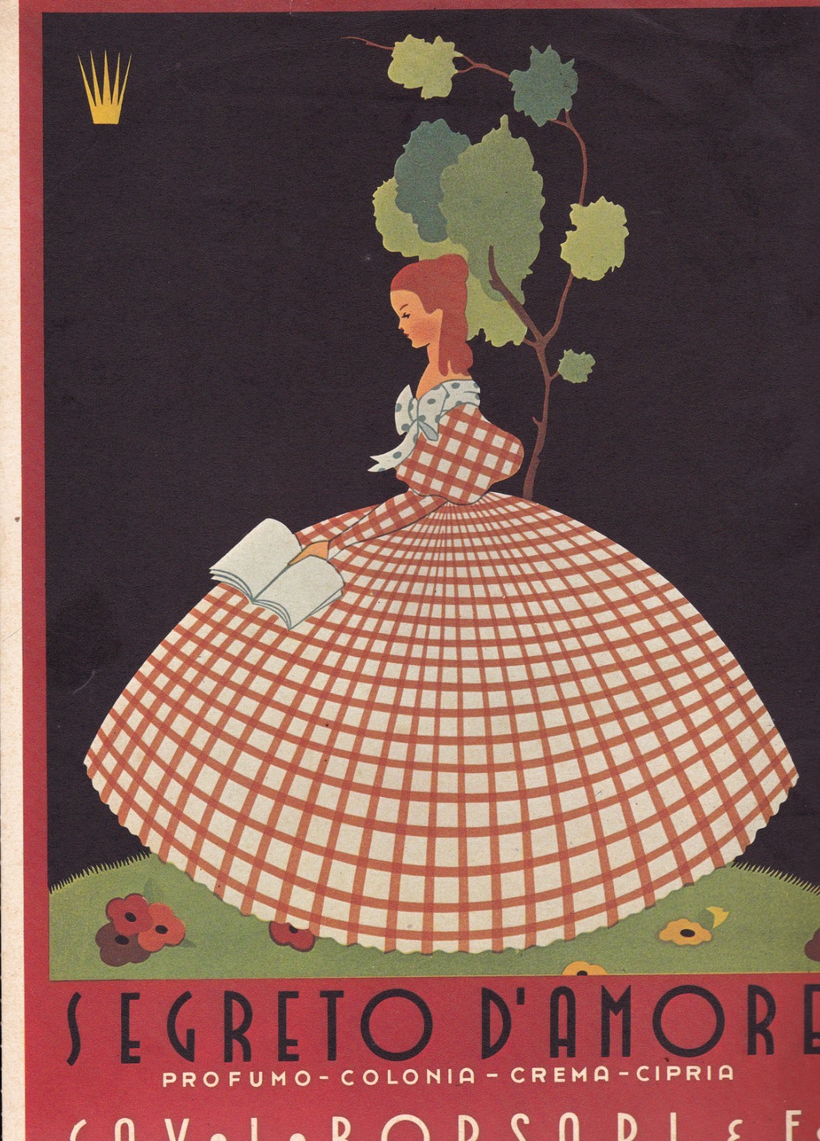 Rare Advertising Vintage BURSARI SECRETO D\'AMORE 1950 c. Parma Cardboard