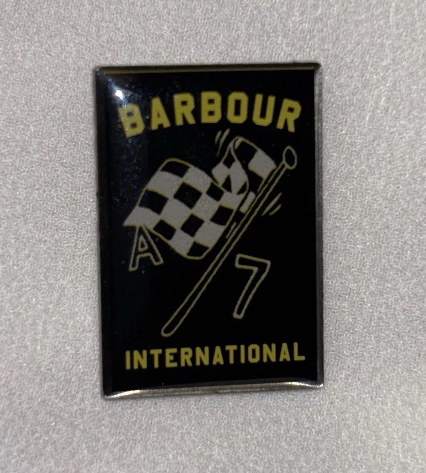 Barbour Steve McQueen Black & Gold Rectangular “International A7” CollarStud Pin Barbour Steve McQueen Black & Gold Rectangular “International A7” CollarStud Pin