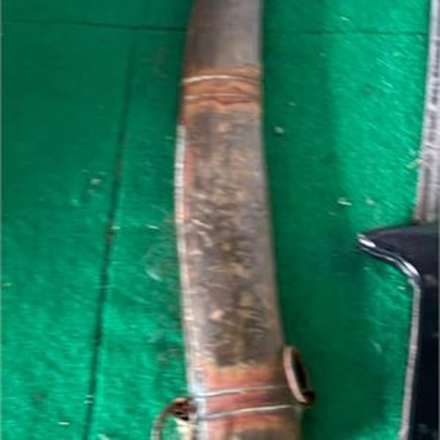 Vintage Eastern European Curved Knife Etched Blade Scabbard Unusual D-Handle Vintage Eastern European Curved Knife Etched Blade Scabbard Unusual D-Handle