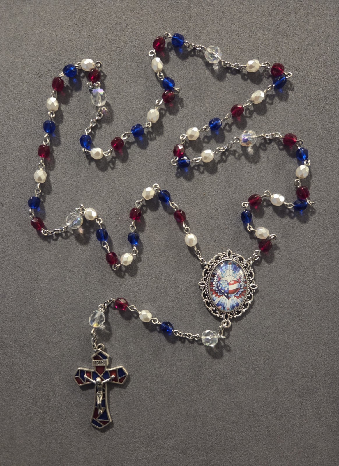 Patriotic 4th Of July America's 250th Anniversary Crystal Rosary