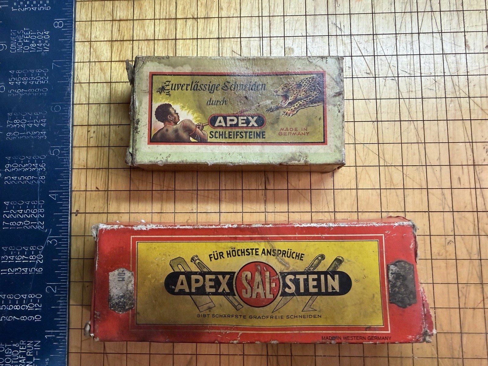 RARE NOS Vintage Apex Stones Set of 2 UNOPENED Made In Germany Whetstones Hone