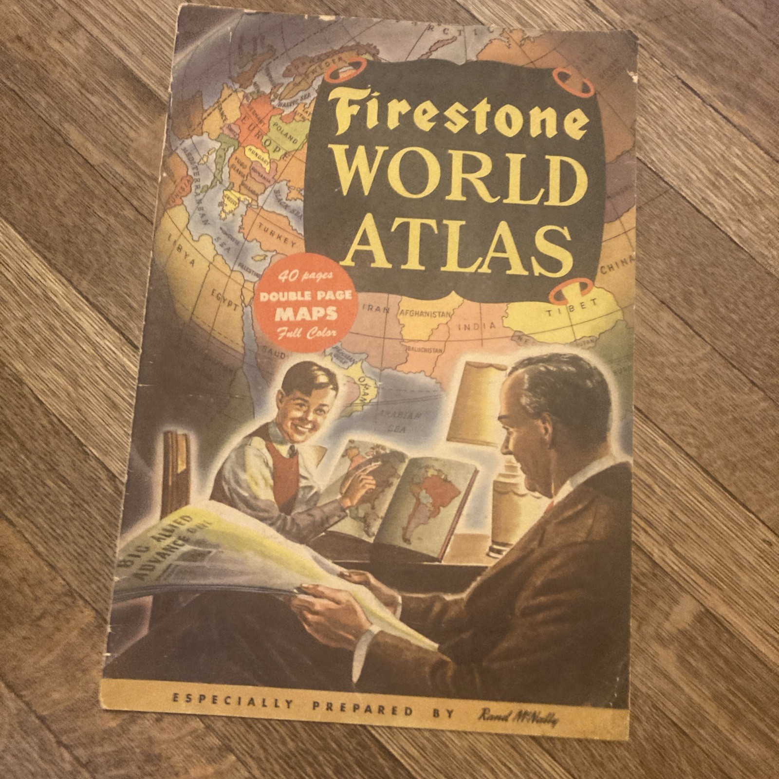 Vintage 1942 Firestone Rand McNally WORLD ATLAS 40 Maps
